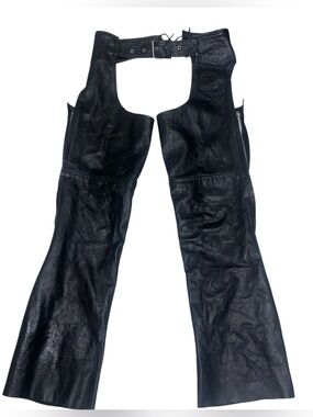 Vintage Barneys Leather Chaps Adult Small Black Leather Motorcycle Riding